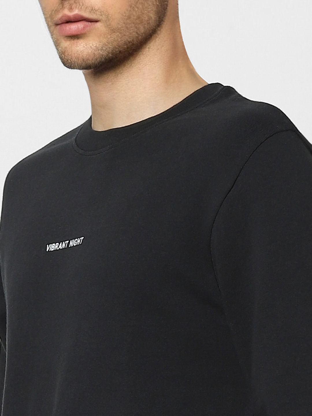 Black Text Print Sweatshirt
