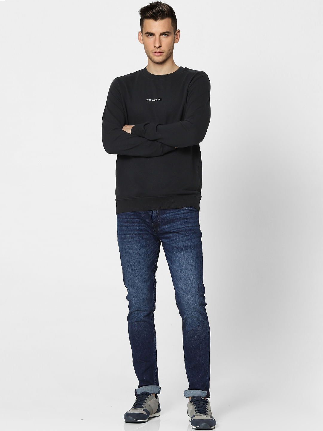 Black Text Print Sweatshirt