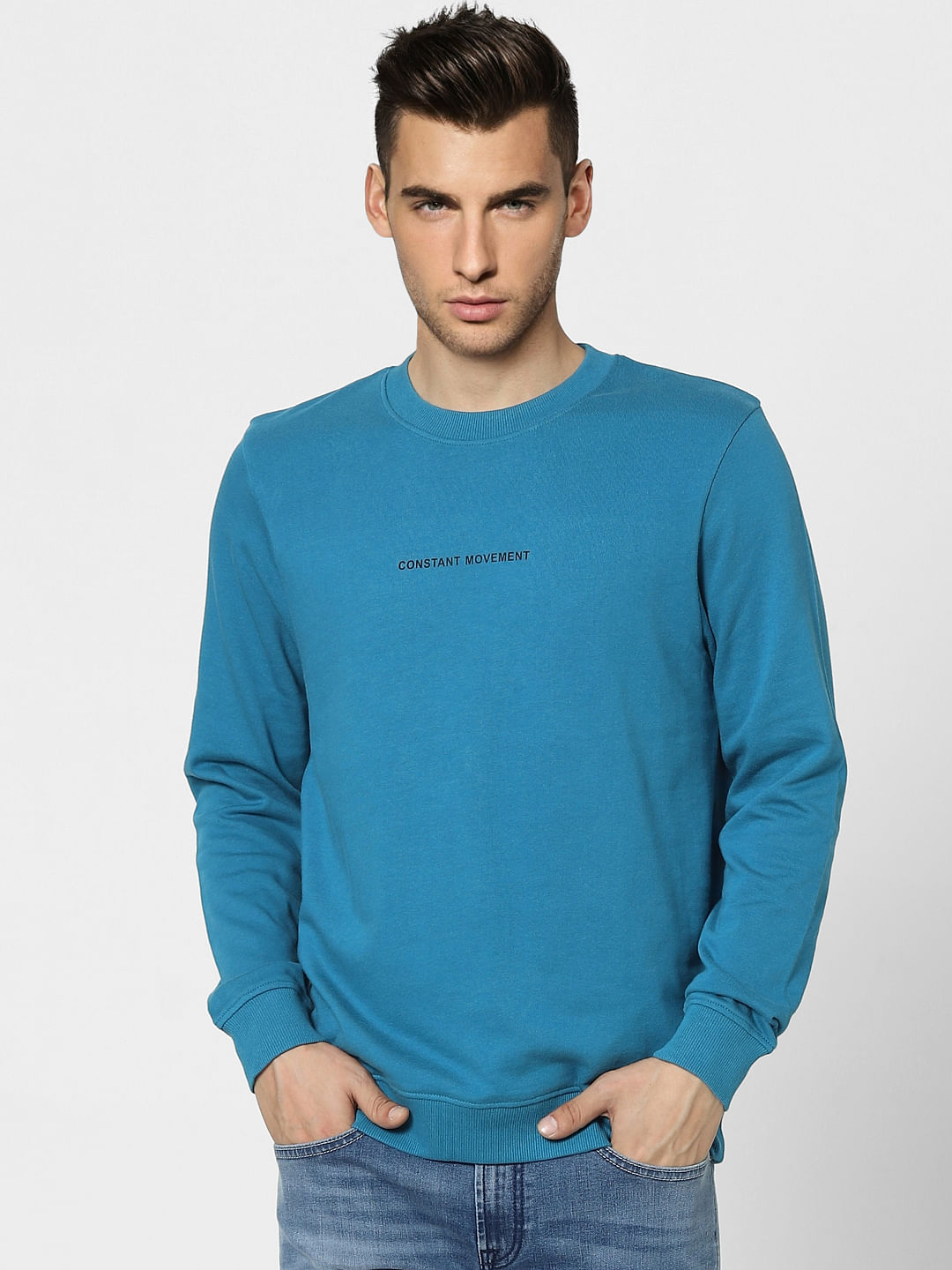 Blue Text Print Sweatshirt