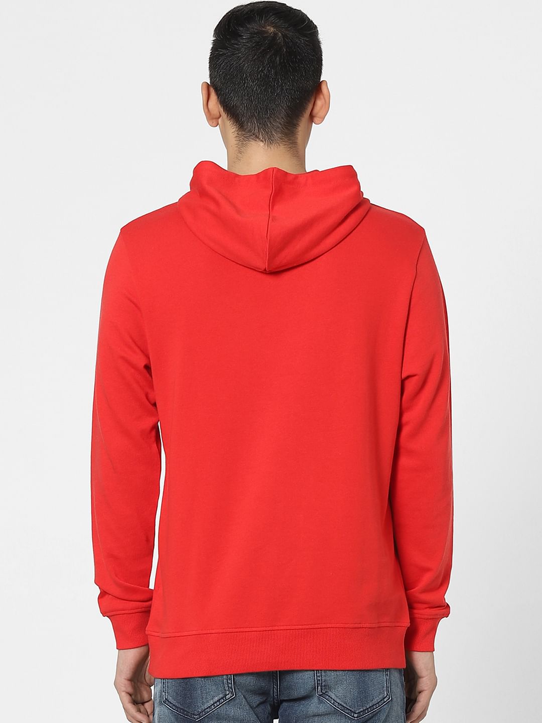 Red Graphic Print Hooded Sweatshirt