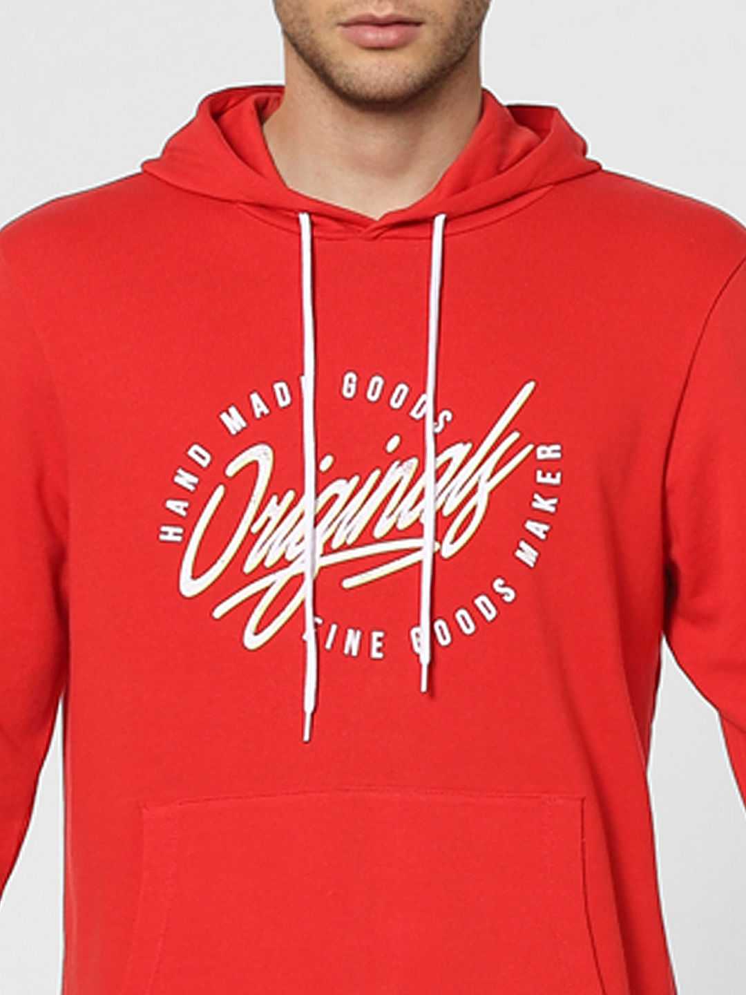Red Graphic Print Hooded Sweatshirt