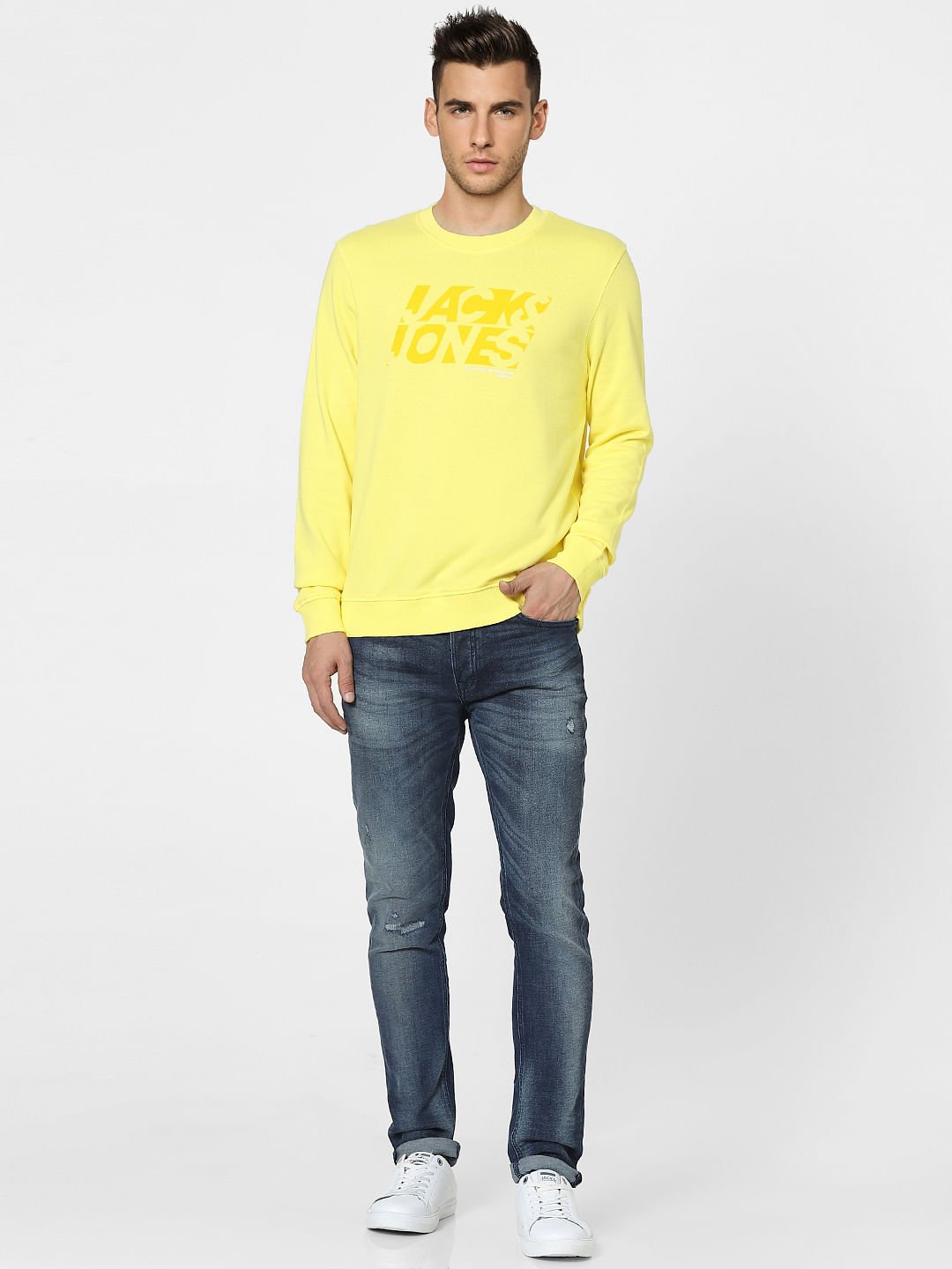 Yellow Graphic Print Sweatshirt