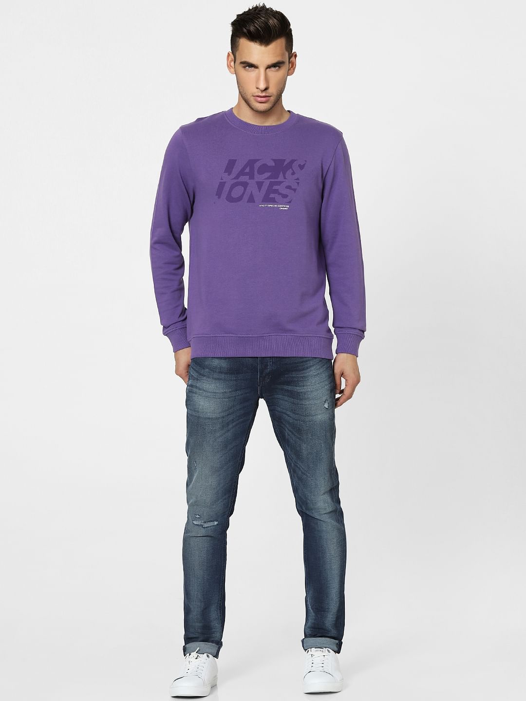 Purple Graphic Print Sweatshirt