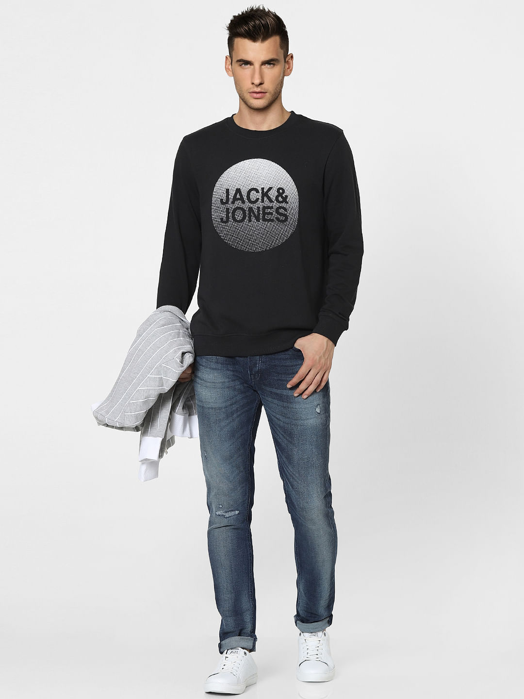 Black Graphic Print Sweatshirt