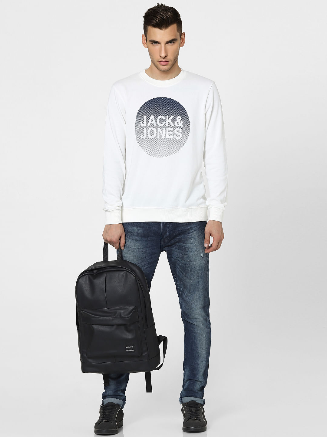 White Graphic Print Sweatshirt