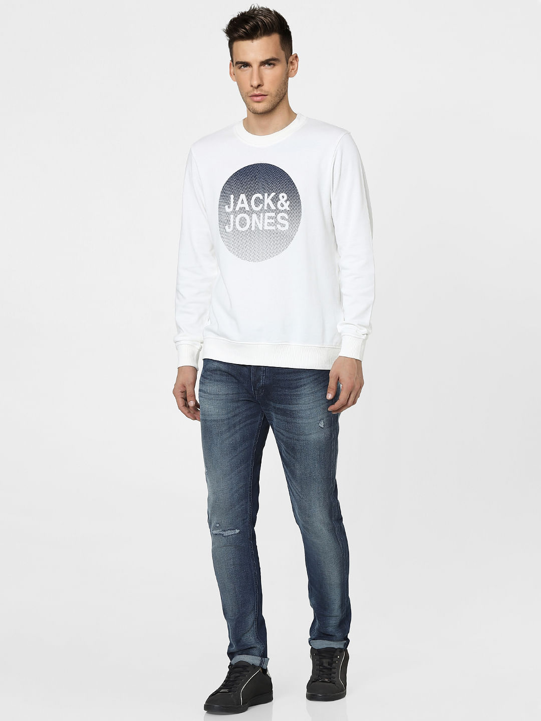 White Graphic Print Sweatshirt