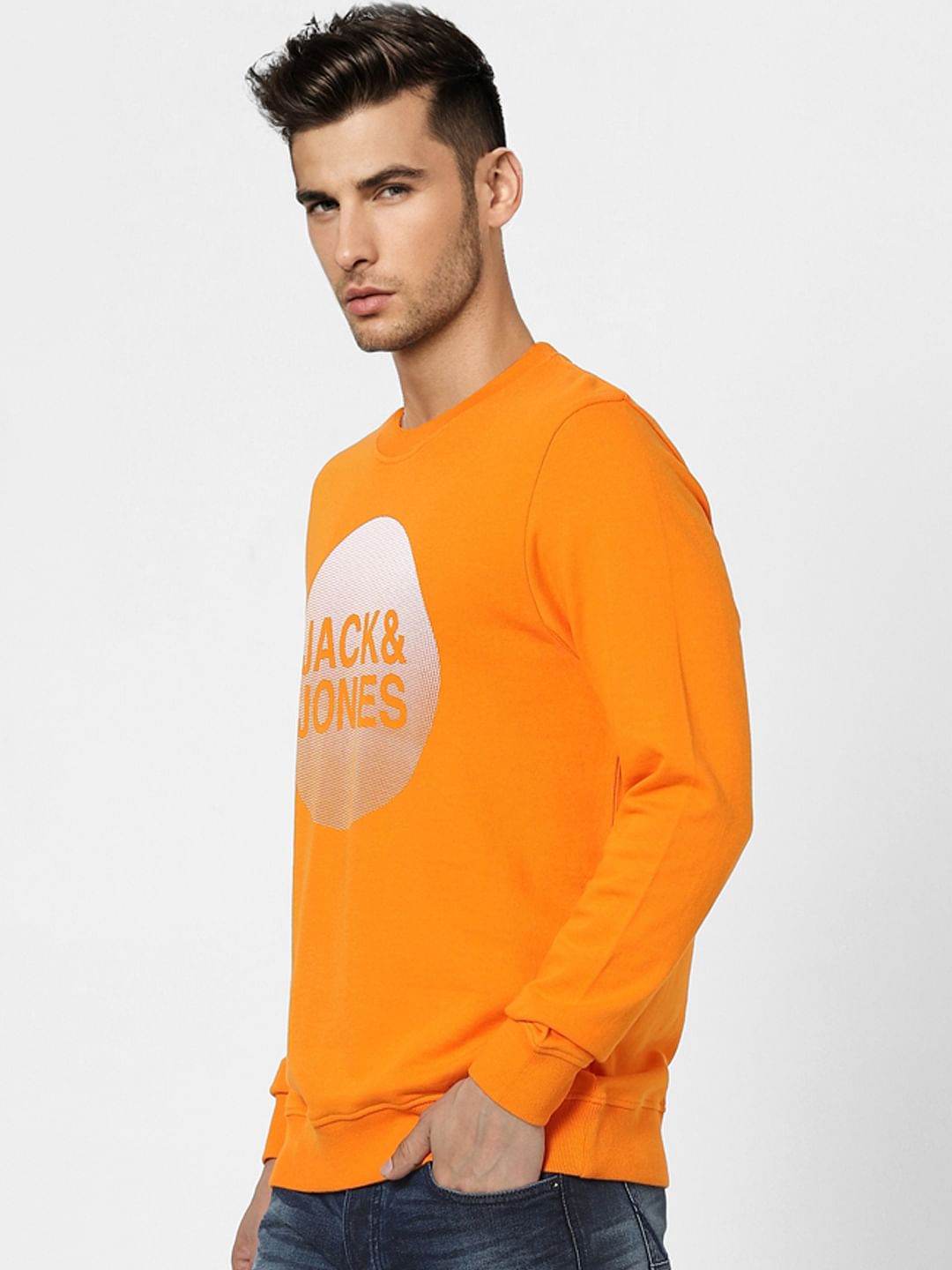 Orange Graphic Print Sweatshirt