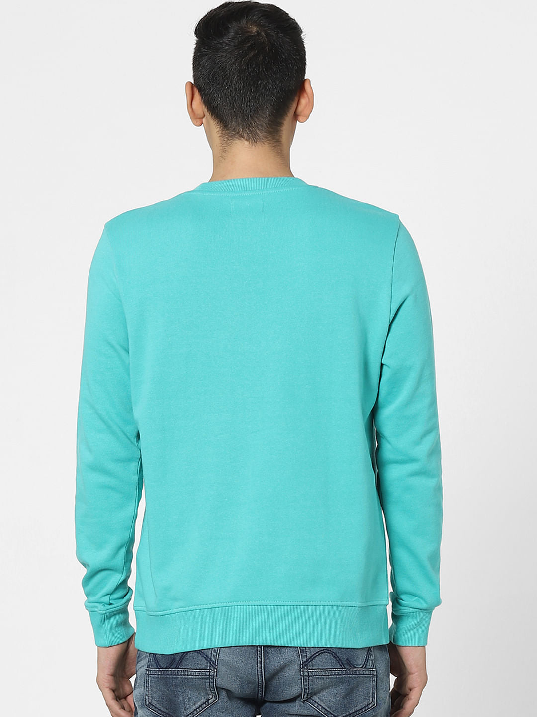 Aqua Blue Graphic Print Sweatshirt