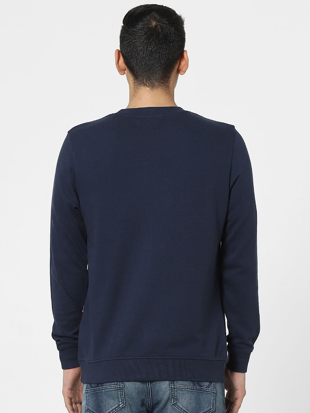 Navy Blue Graphic Print Sweatshirt