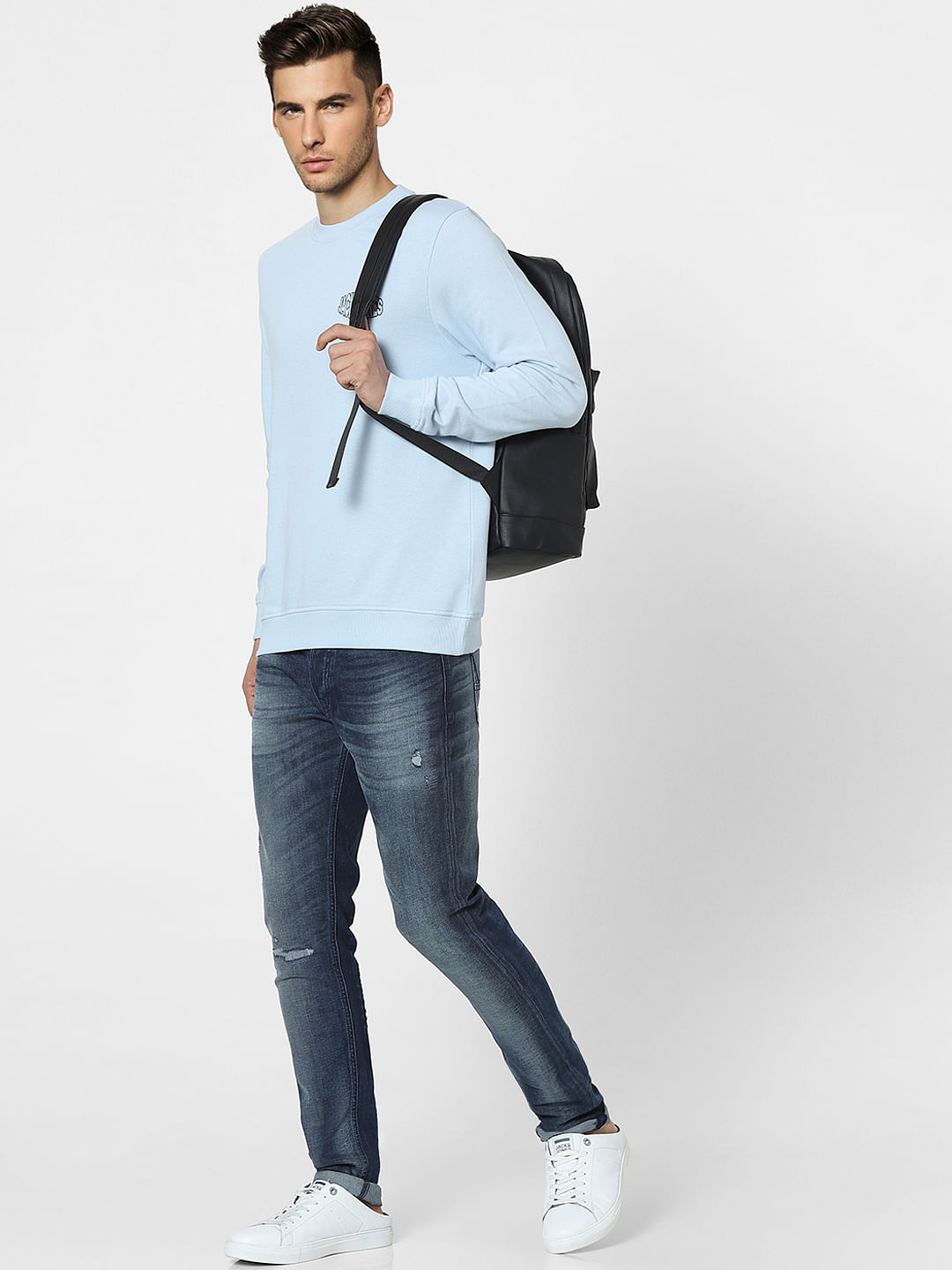 Light Blue Graphic Print Sweatshirt