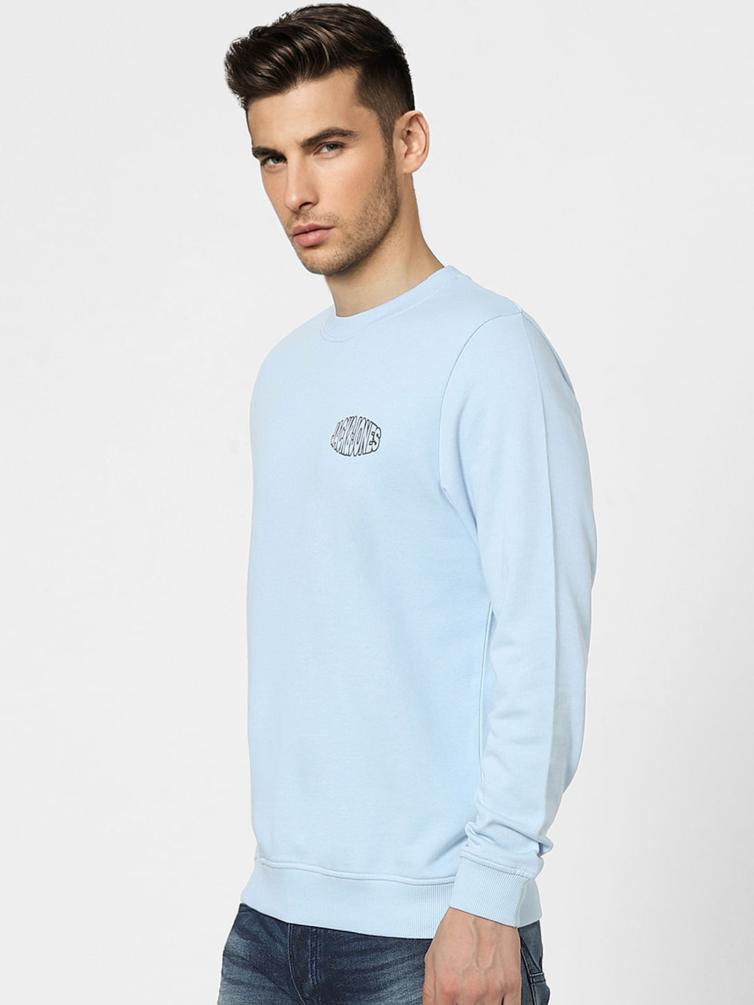Light Blue Graphic Print Sweatshirt