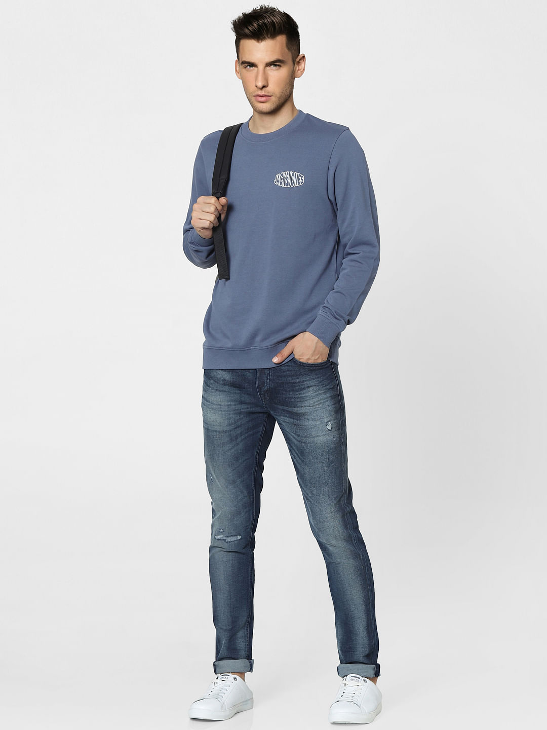 Blue Graphic Print Sweatshirt - S