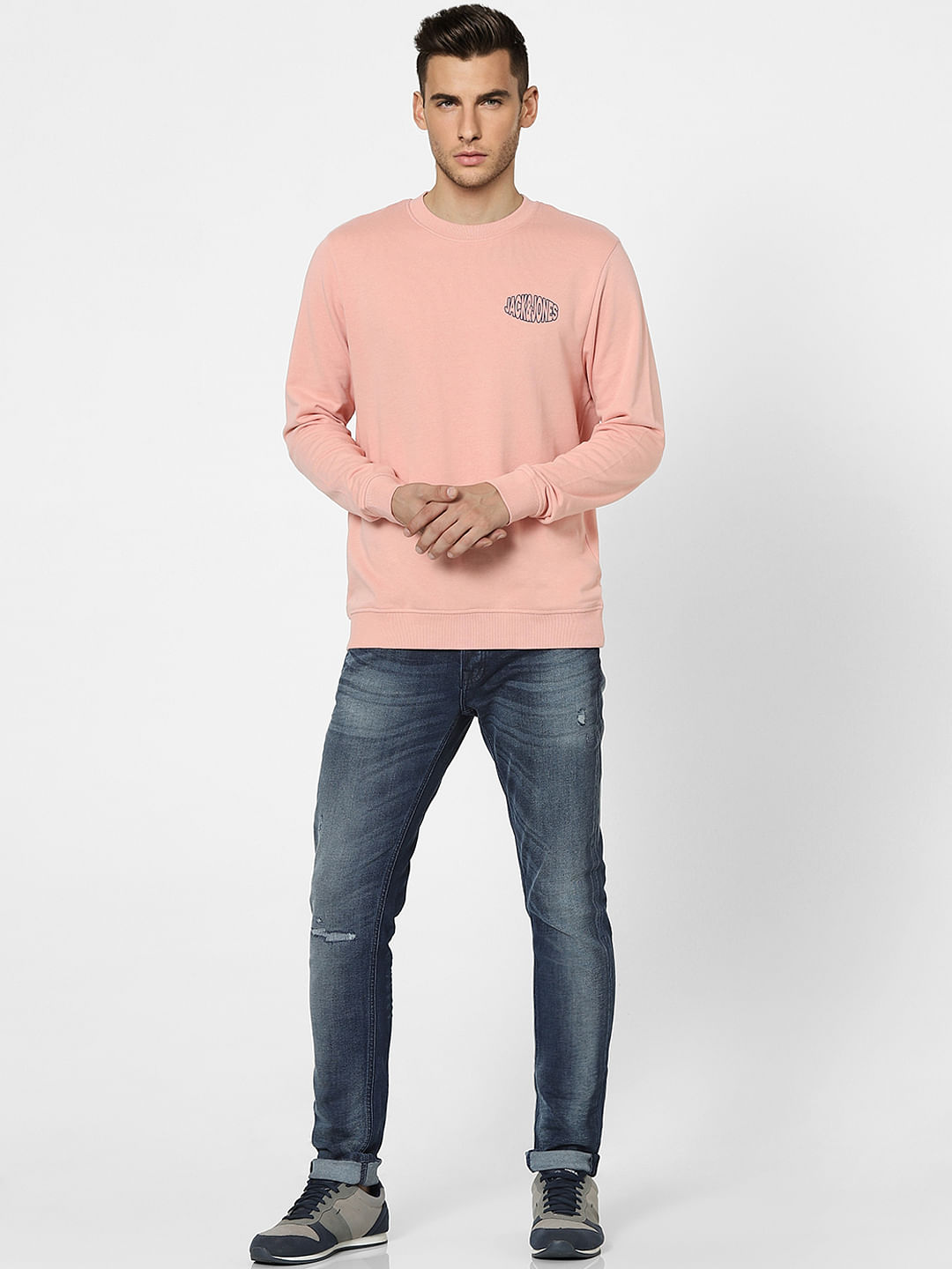 Peach Graphic Print Sweatshirt