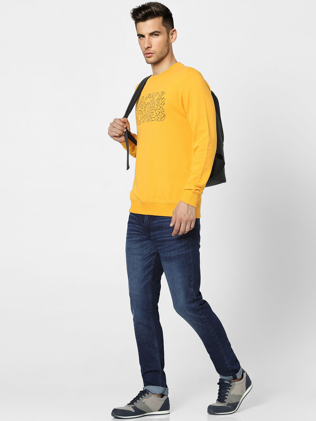 Yellow Graphic Print Sweatshirt - S