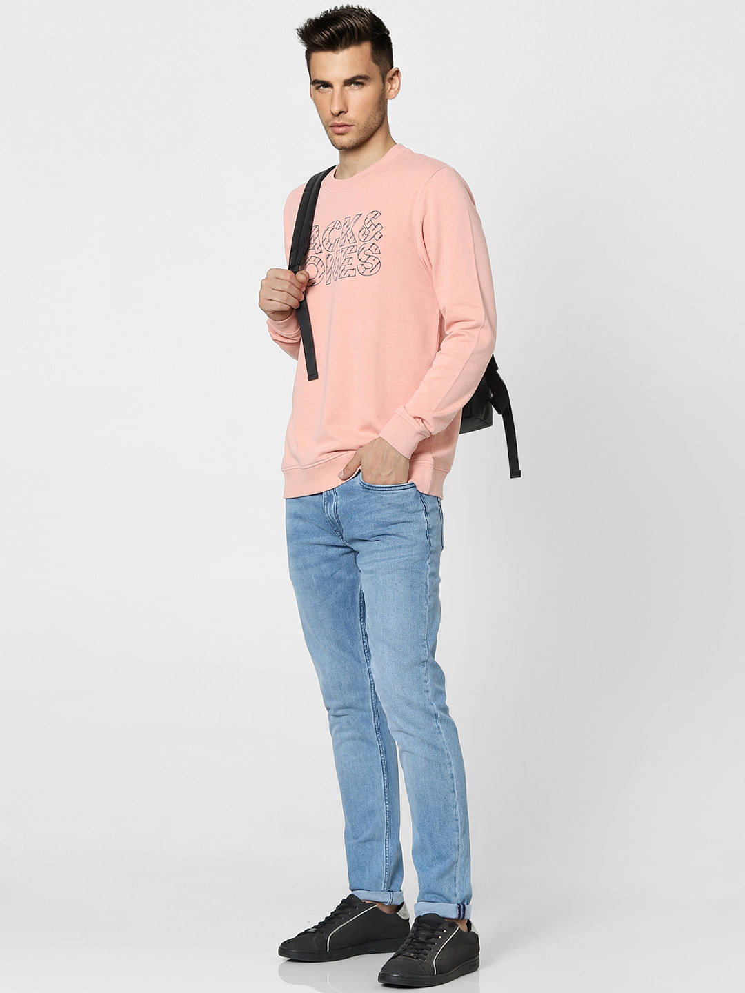 Peach Graphic Print Sweatshirt