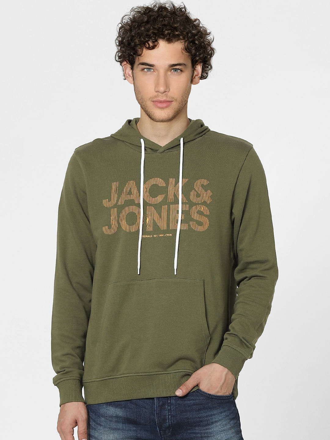 Green Graphic Print Hooded Sweatshirt