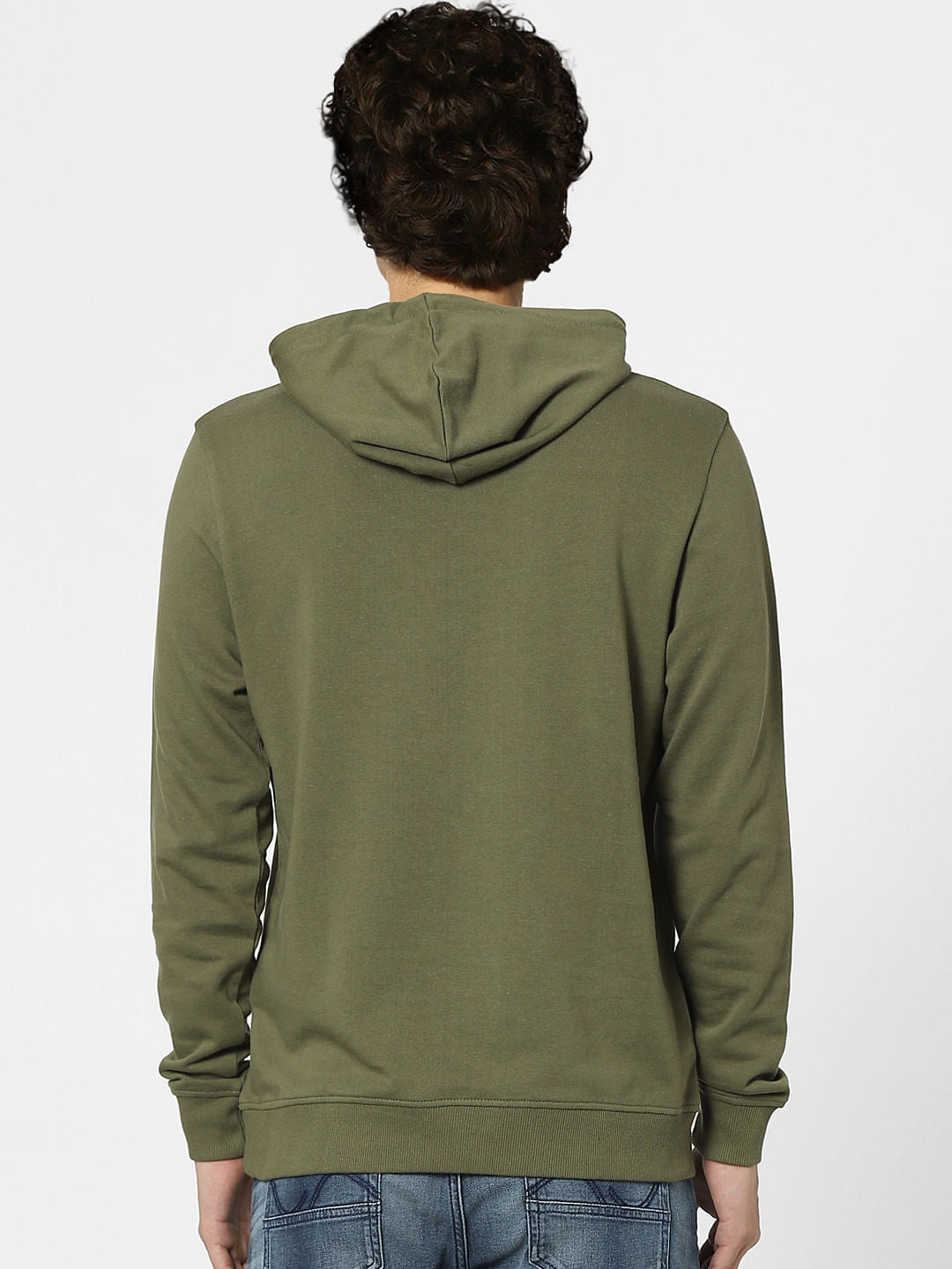Green Graphic Print Hooded Sweatshirt