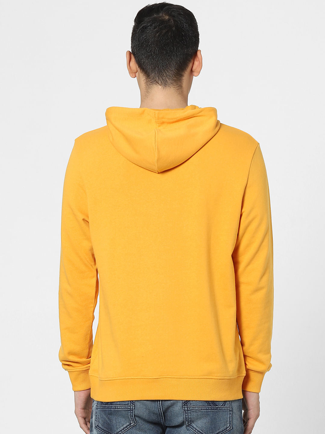 Yellow Graphic Print Hooded Sweatshirt