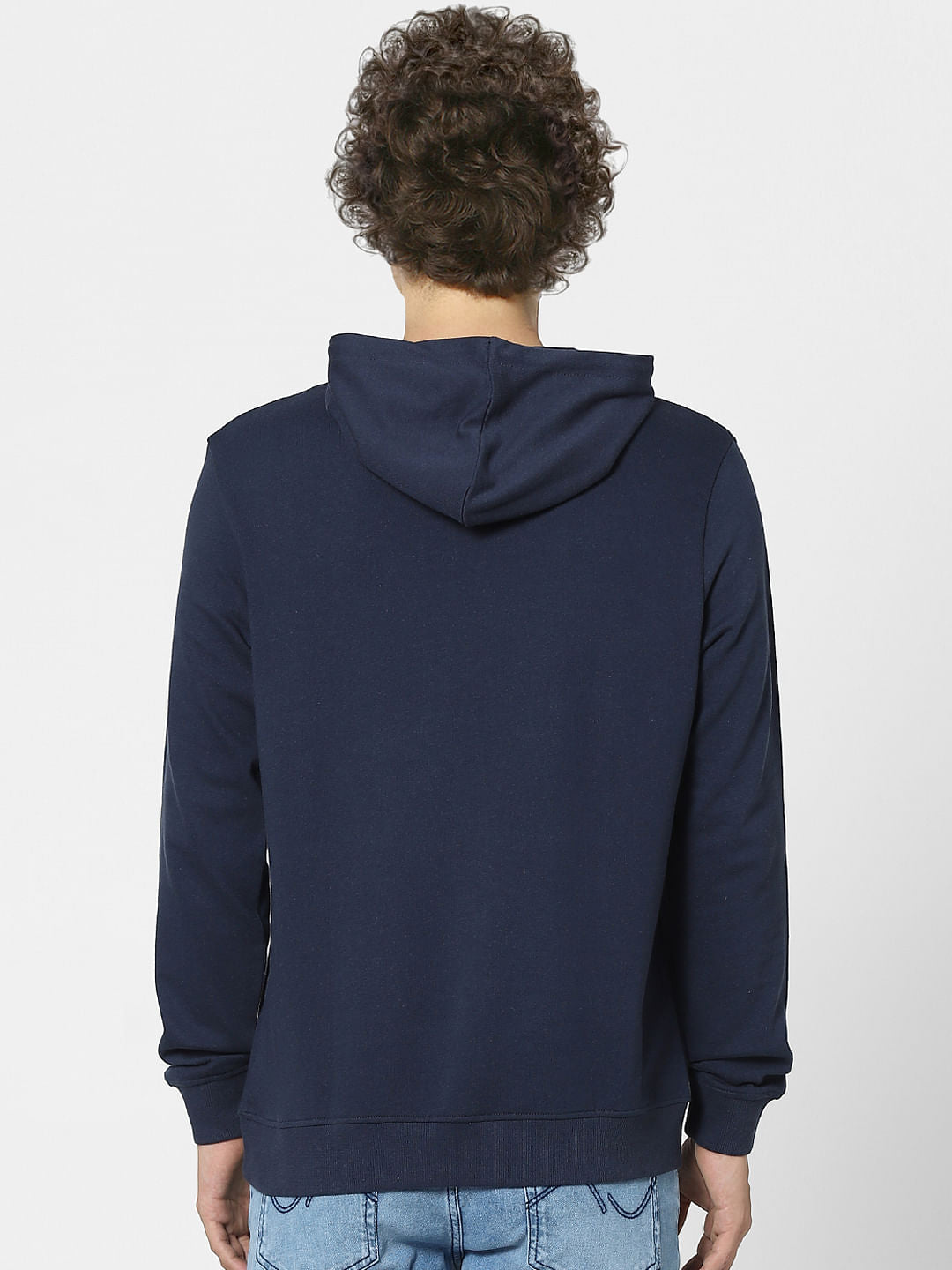 Navy Blue Graphic Print Hooded Sweatshirt