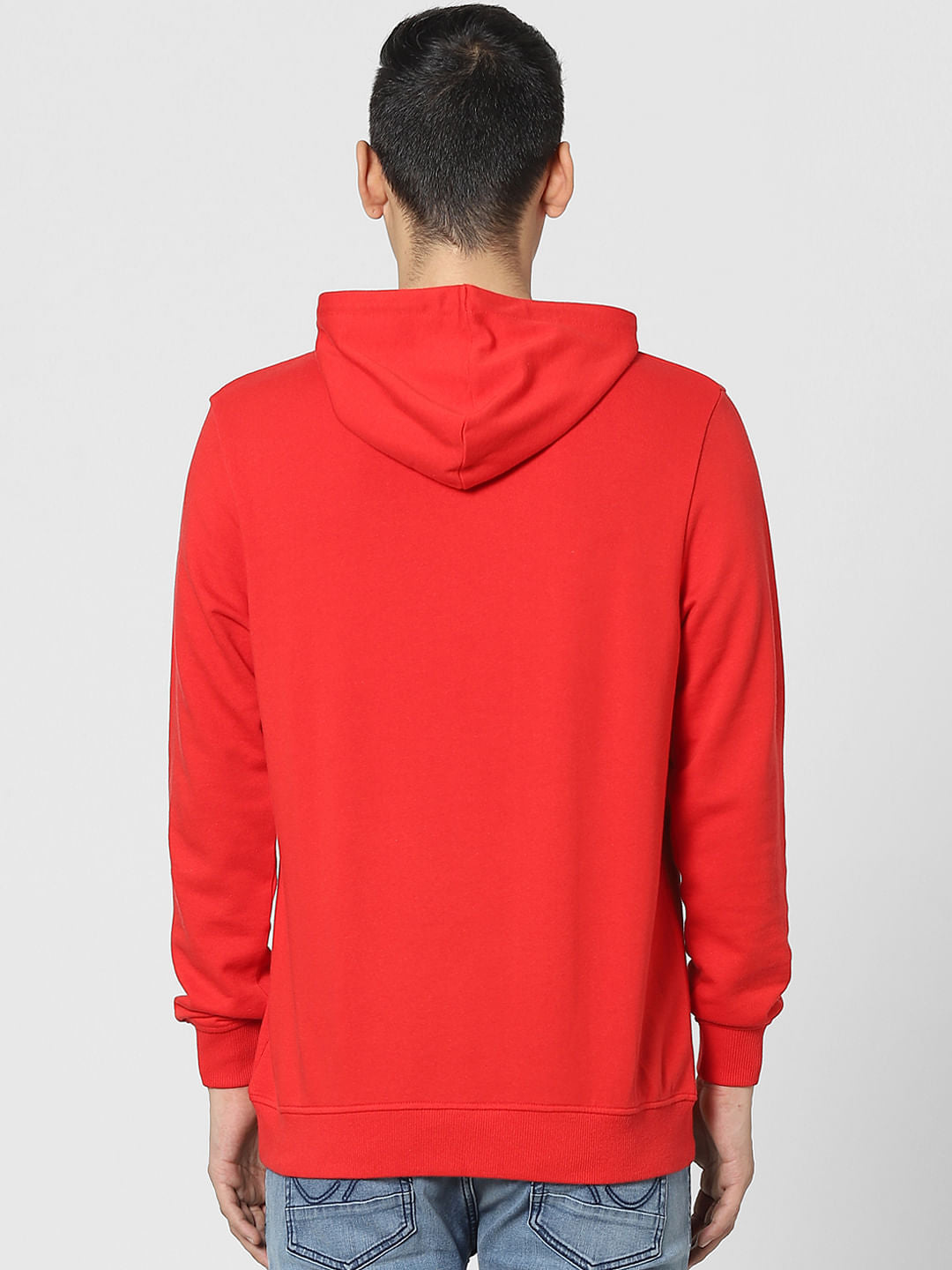 Red Graphic Print Hooded Sweatshirt