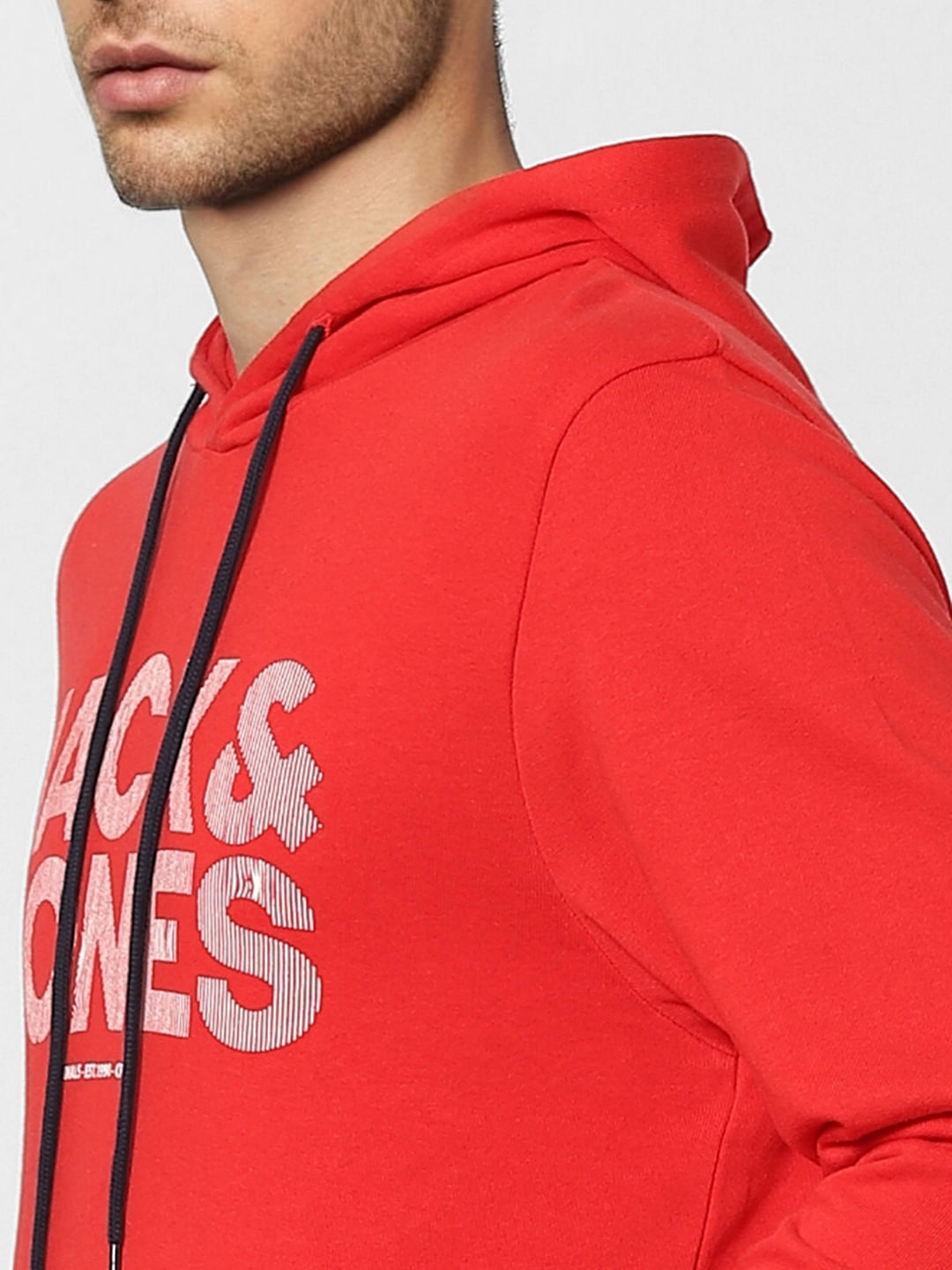 Red Graphic Print Hooded Sweatshirt