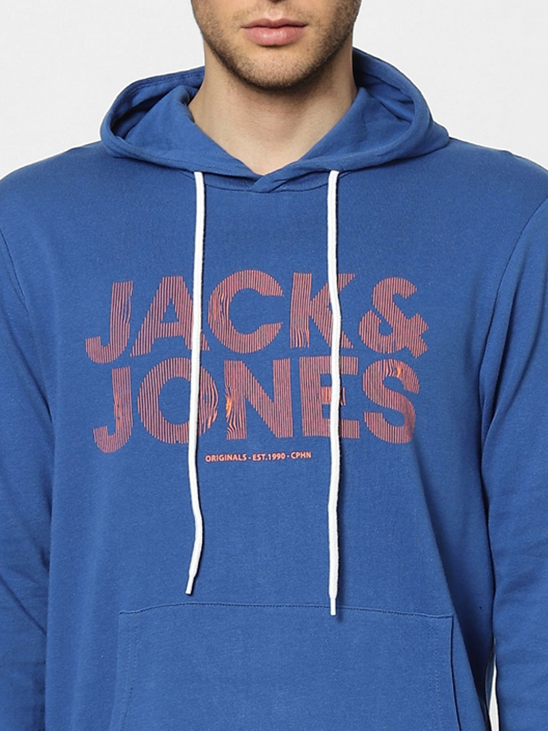 Blue Graphic Print Hooded Sweatshirt