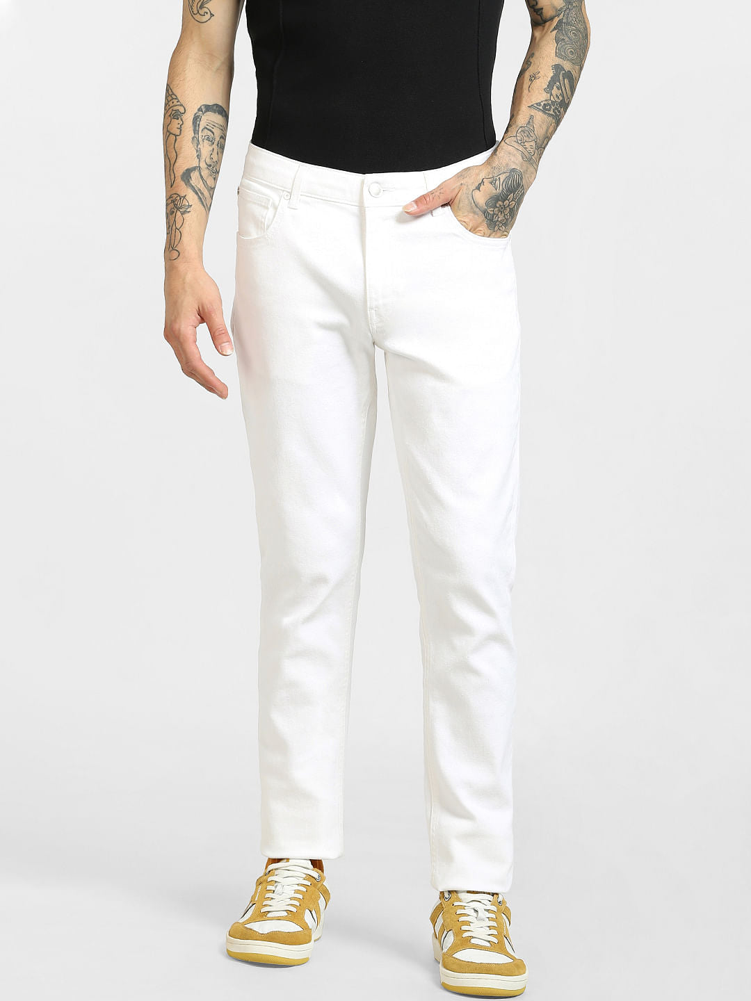 White Low Rise Ben Skinny Jeans