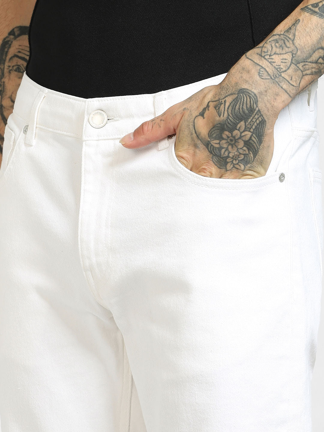 White Low Rise Ben Skinny Jeans