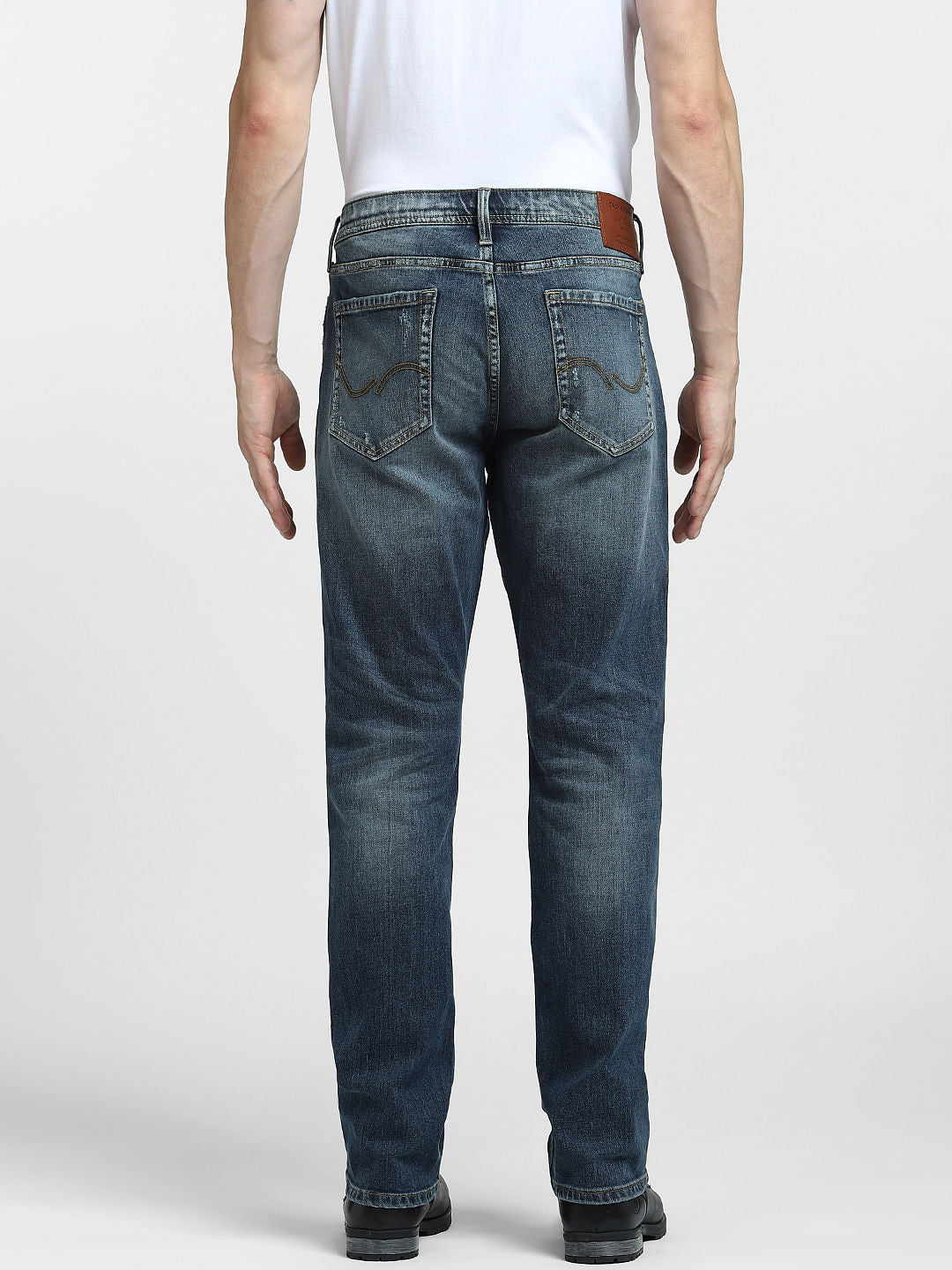 Blue Mid Rise Clark Regular Fit Jeans