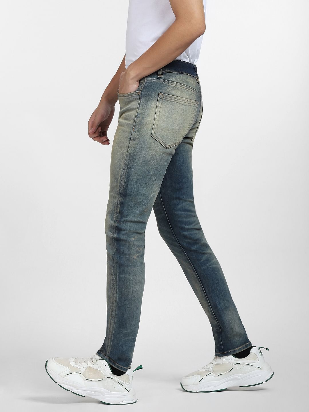 Blue Low Rise Washed Glenn Slim Fit Jeans