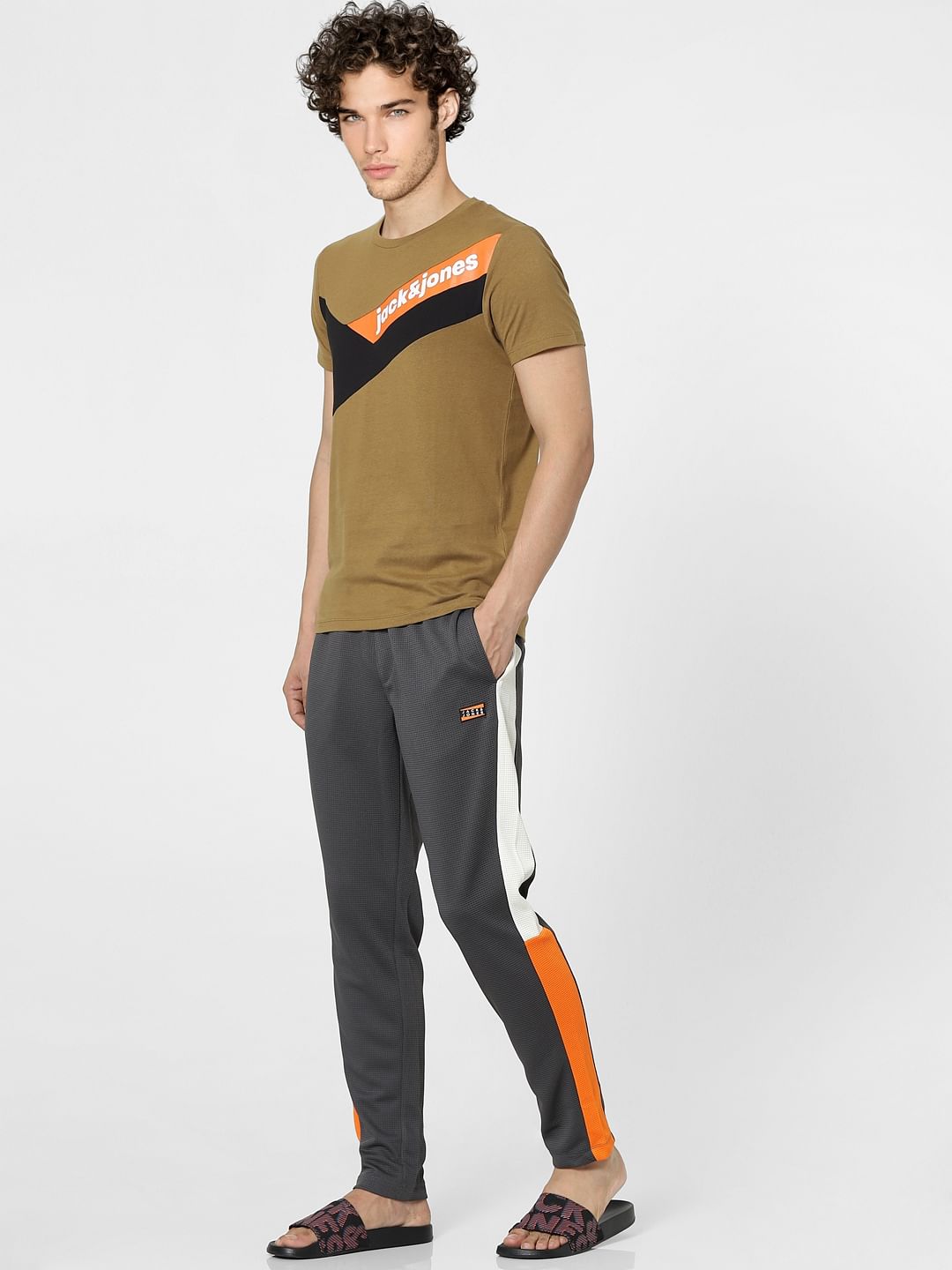 Grey Colourblocked Sweatpants