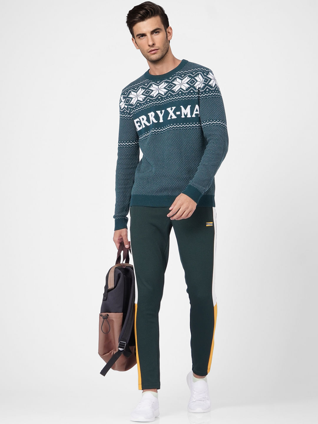 Green Colourblocked Sweatpants