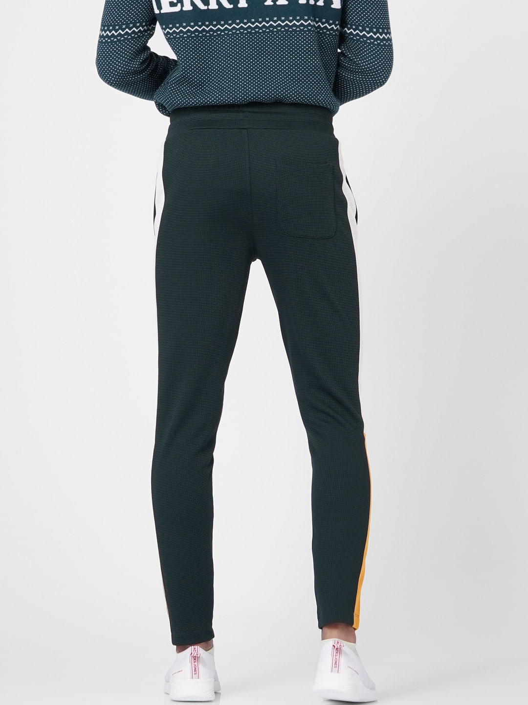 Green Colourblocked Sweatpants