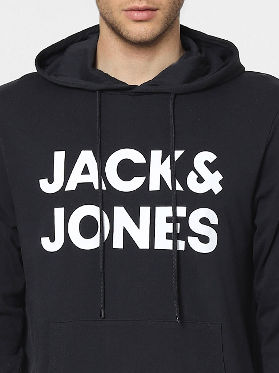Black Logo Print Hooded Sweatshirt