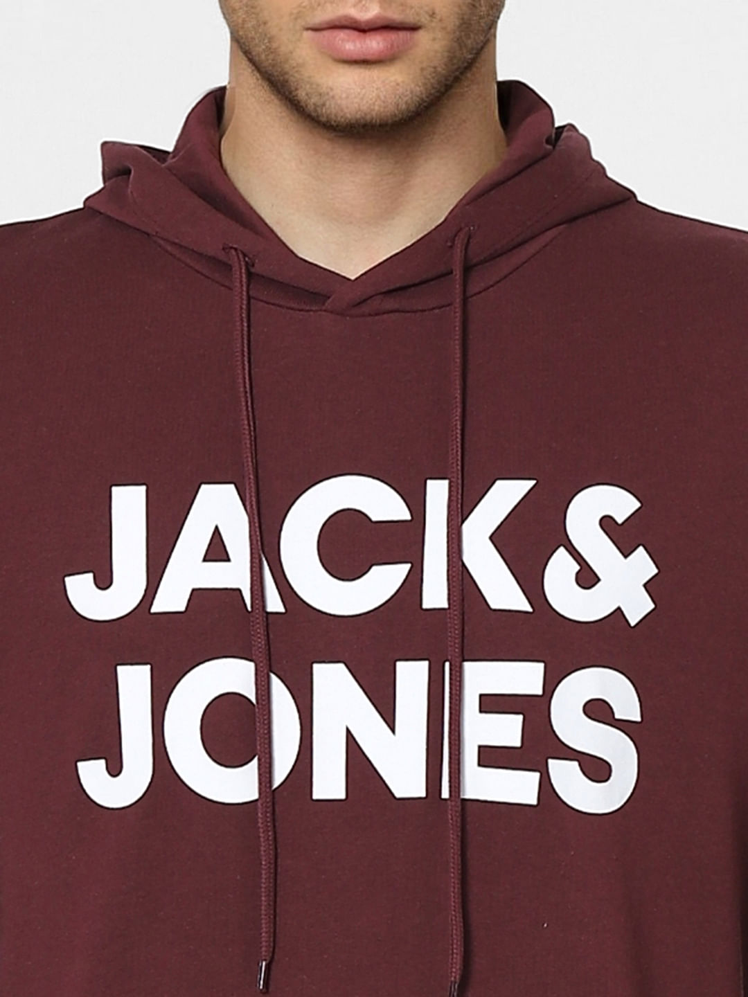 Maroon Logo Print Hooded Sweatshirt