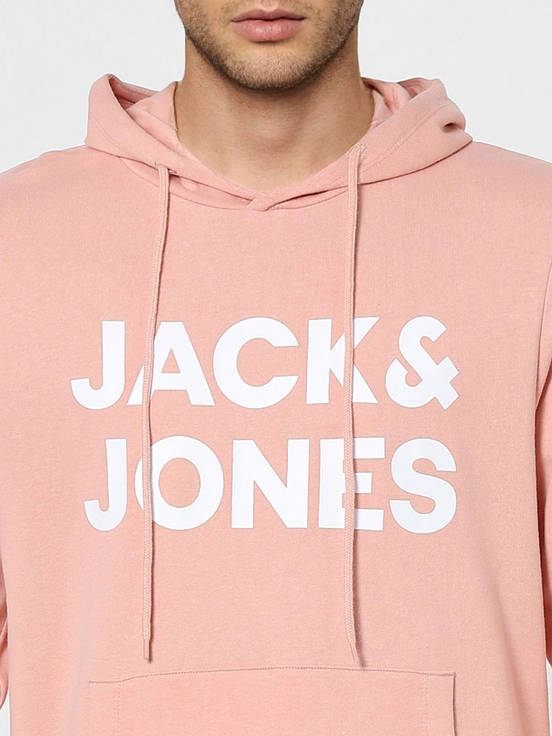 Peach Logo Print Hooded Sweatshirt