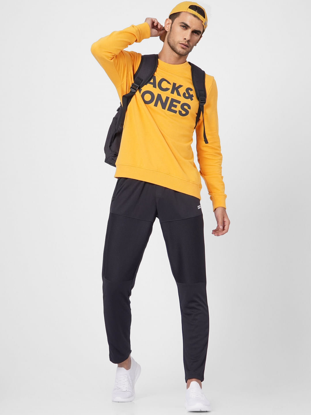 Yellow Logo Print Sweatshirt - S
