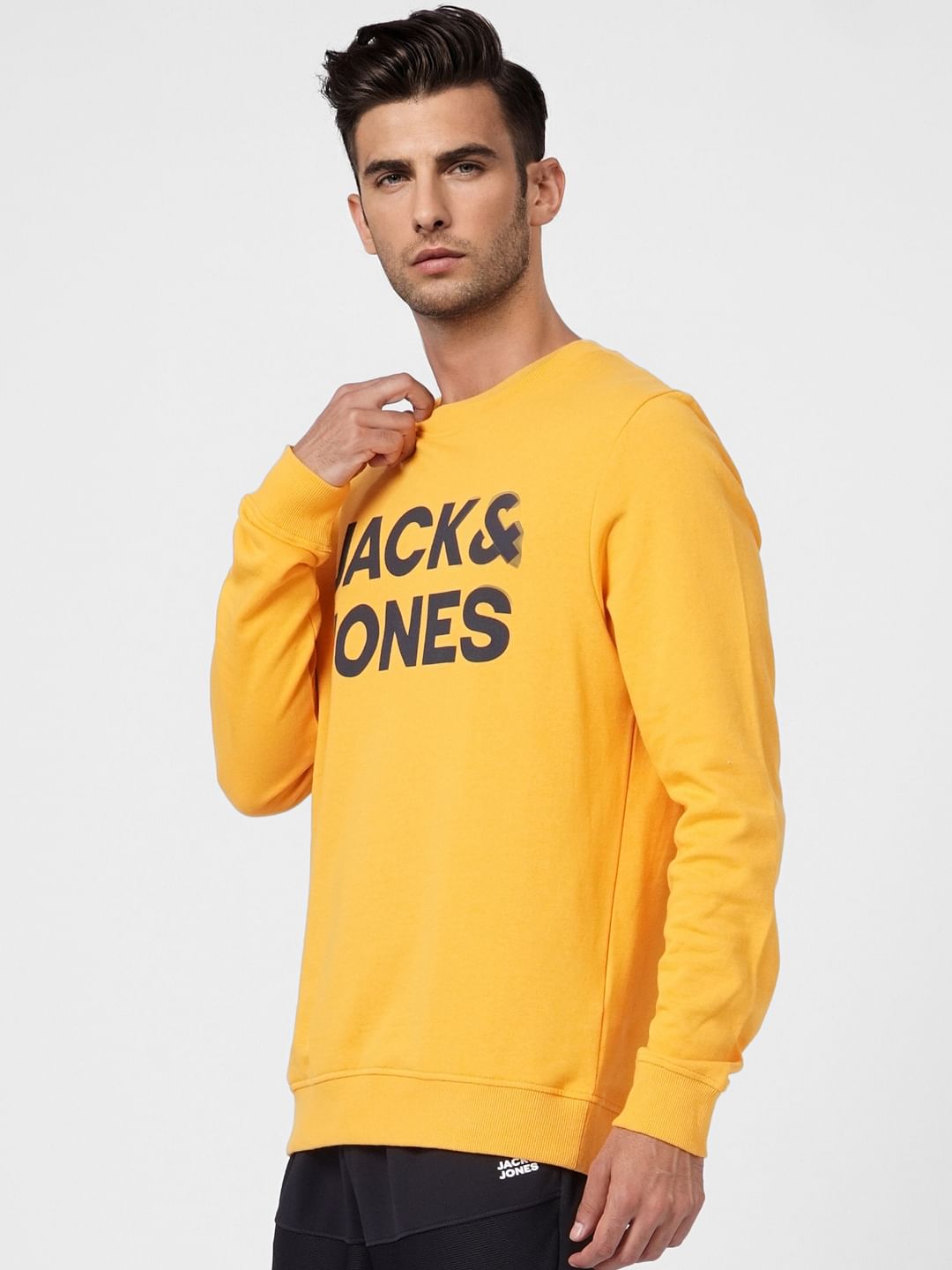Yellow Logo Print Sweatshirt