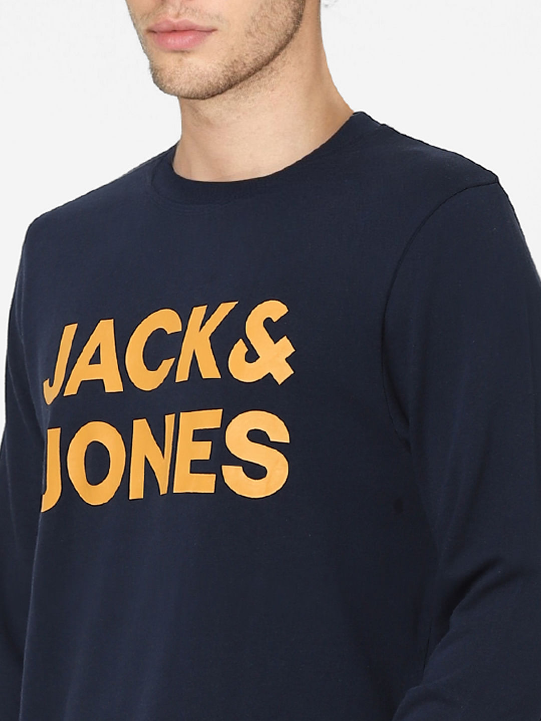 Navy Blue Logo Print Sweatshirt