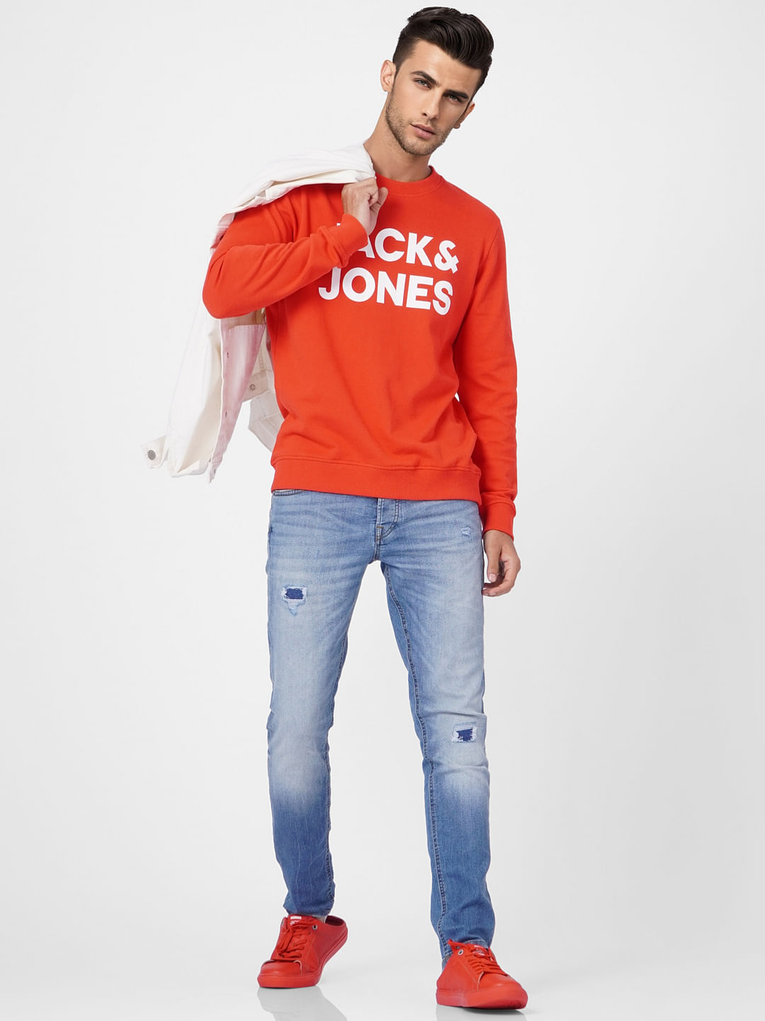 Red Logo Print Sweatshirt - S