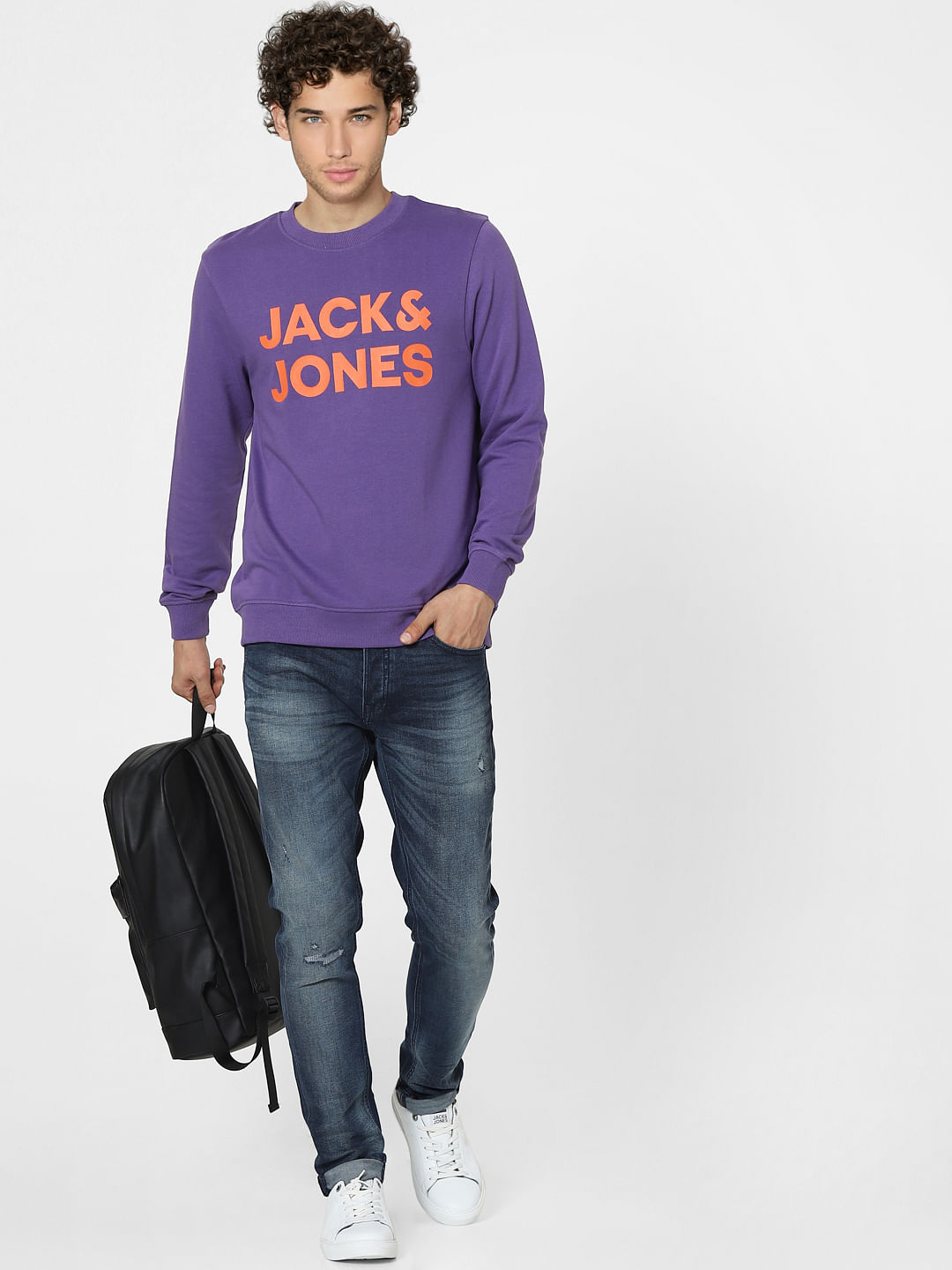 Purple Logo Print Sweatshirt - S