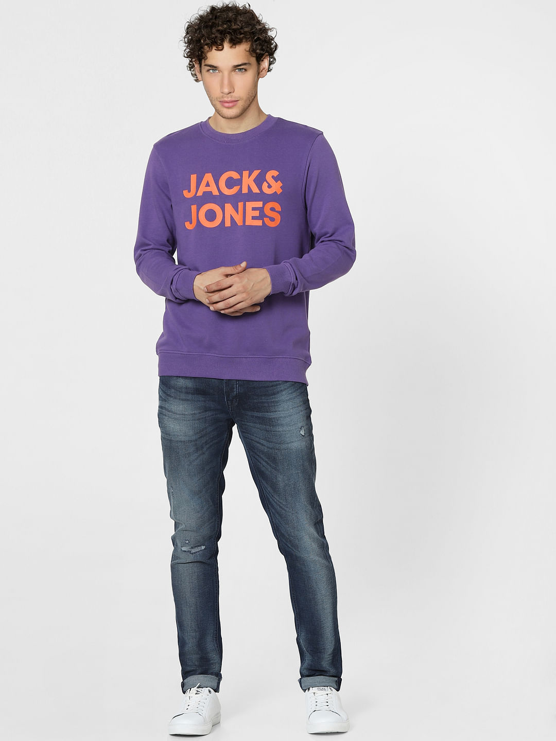 Purple Logo Print Sweatshirt