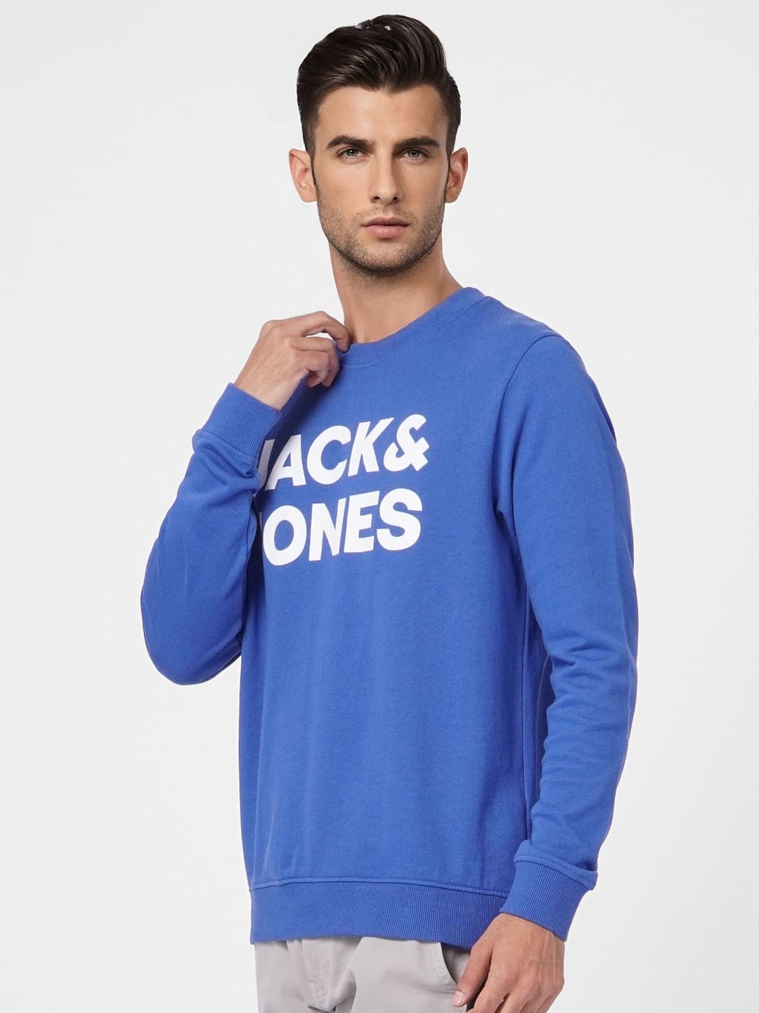Blue Logo Print Sweatshirt