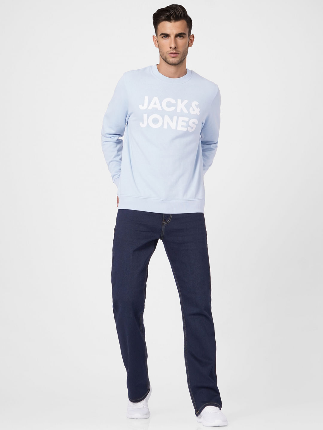 Light Blue Logo Print Sweatshirt - S