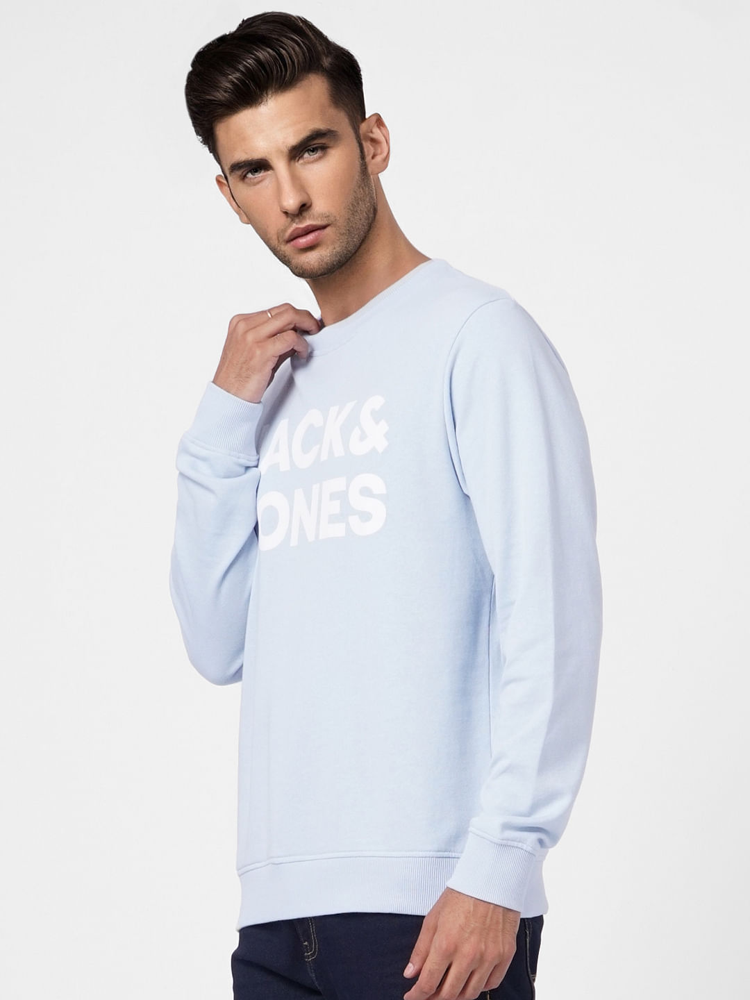 Light Blue Logo Print Sweatshirt