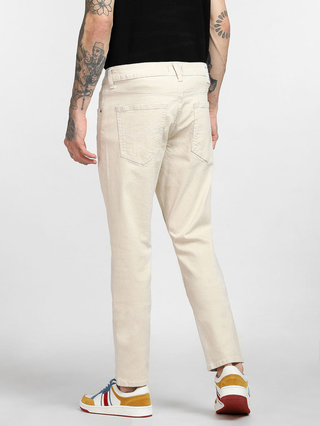 Beige Low Rise Glenn Slim Jeans