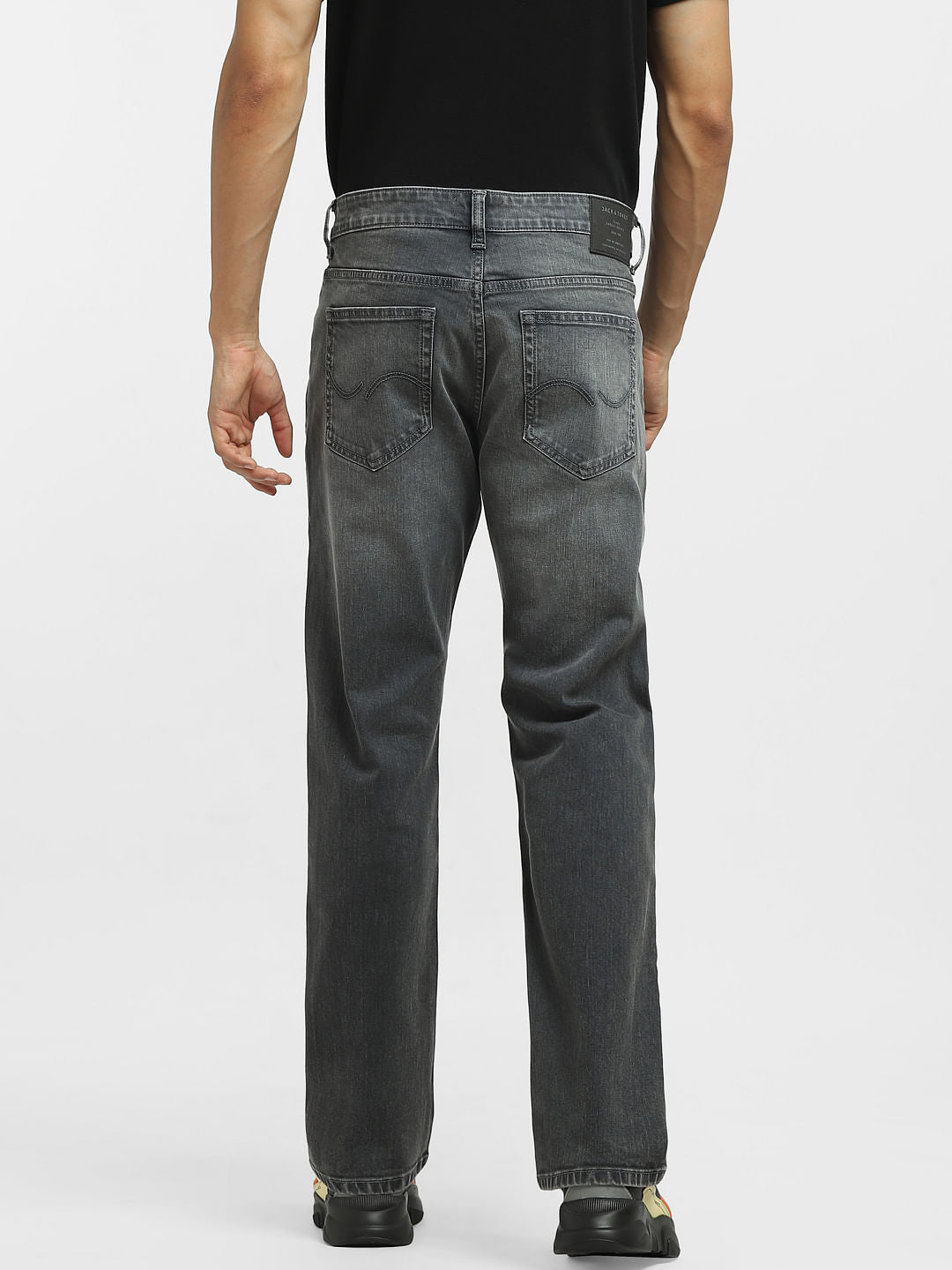 Grey Mid Rise Clark Regular Fit Jeans