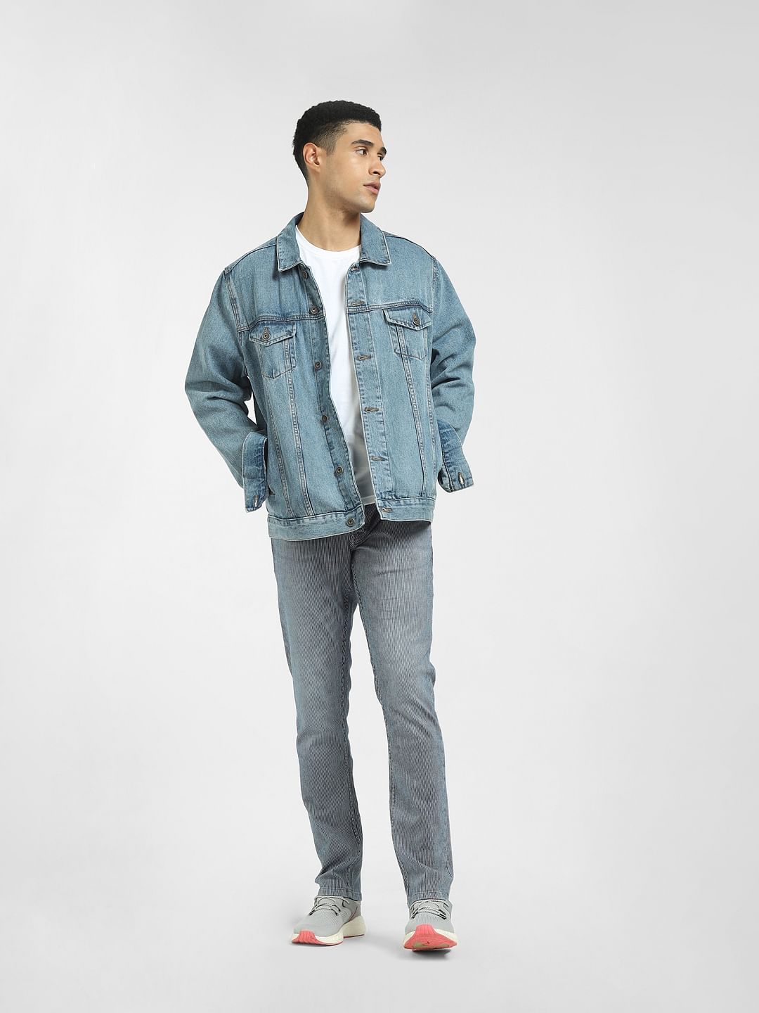 Blue Low Rise Striped Glenn Slim Jeans - 28/30