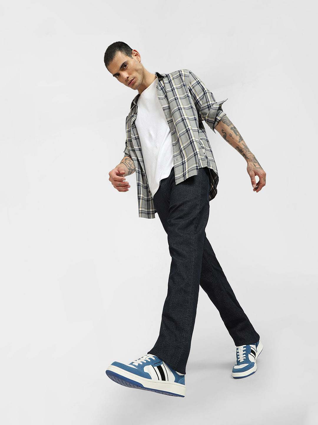 Dark Blue Mid Rise Clark Regular Jeans