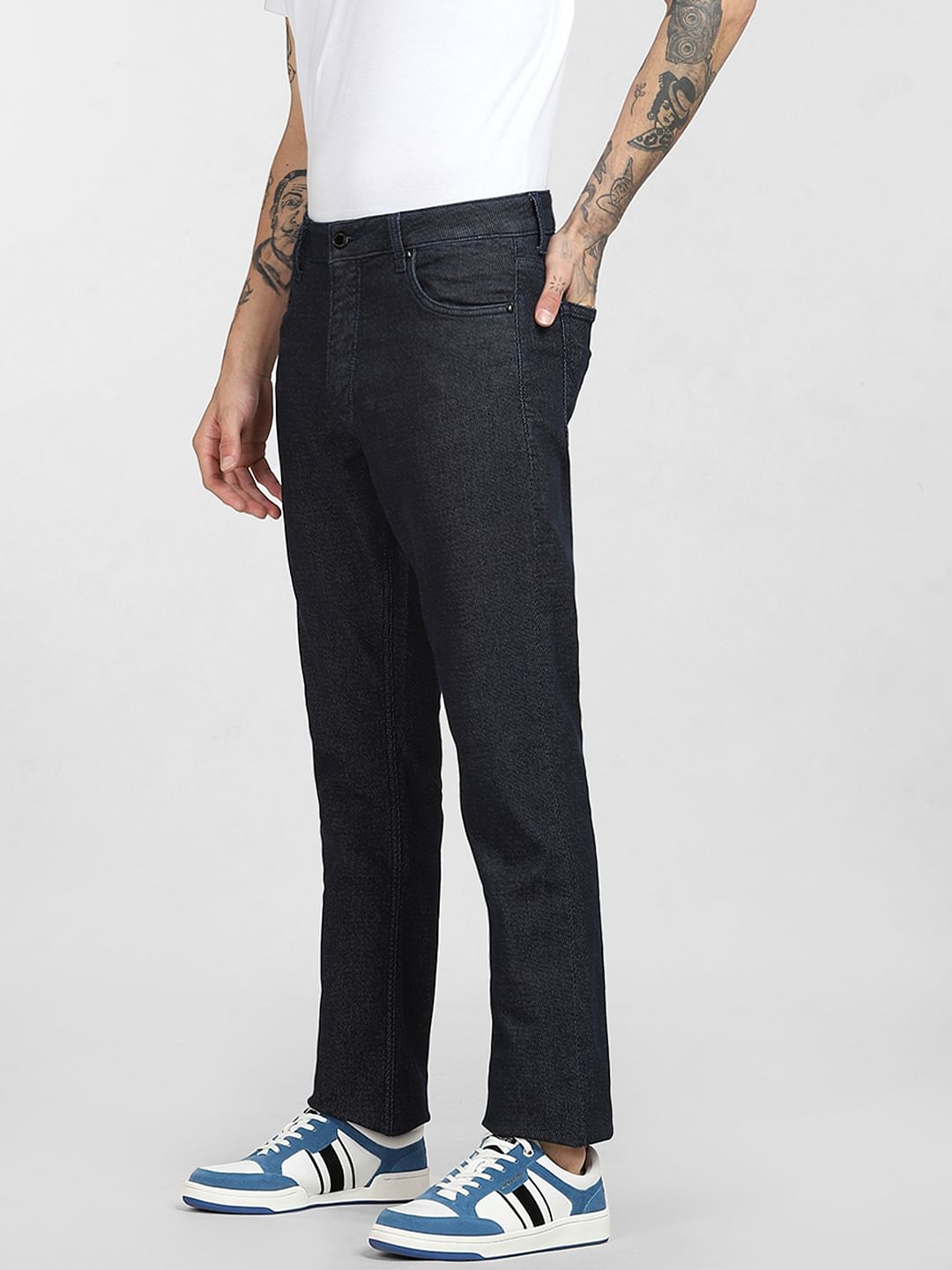 Dark Blue Mid Rise Clark Regular Jeans